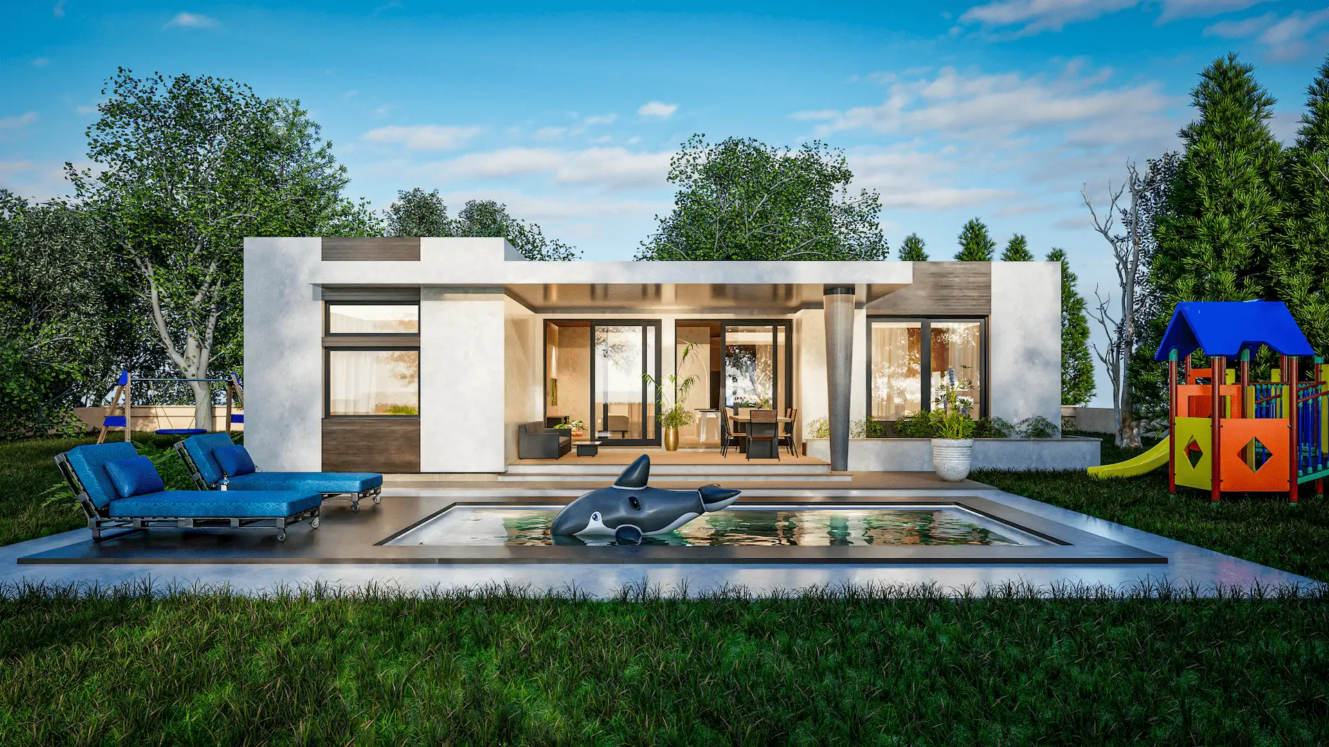 Moderna prizemna kuća sa bazenom - CAD ART arhitektonski projekat